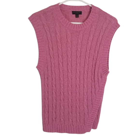 Anthropologie Current Air Pink Angeline Cable Knit Sleeveless Sweater Vest  S - Picture 2 of 10